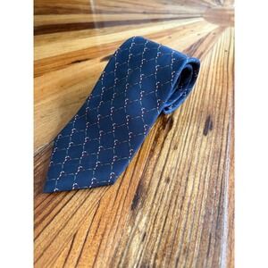 Christian Dior Necktie Mens Blue Silk Patterned Made In USA Italy Fabric